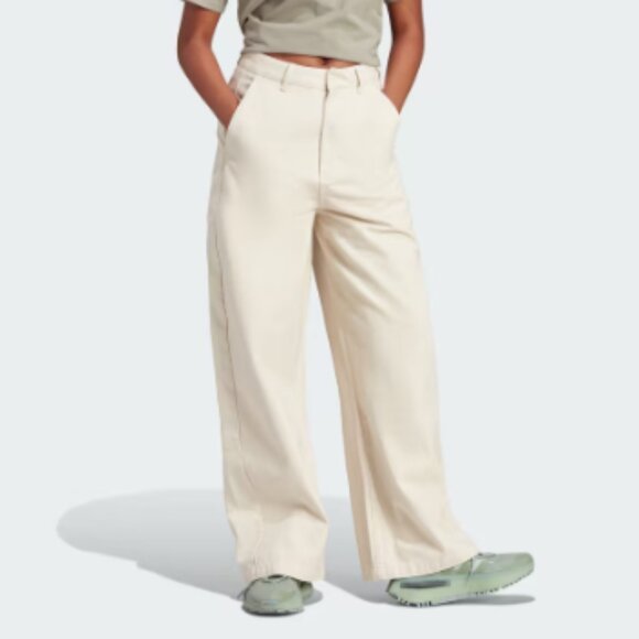 adidas - Women's Kseniaschnaider 3-Stripes Loose fit Jeans Beige  SZ34 - Picture 1 of 4